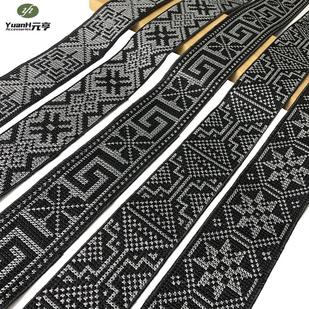 Wholesale 5cm polyester jacquard webbing ribbon embroidery lace trimming for DIY garment accessory