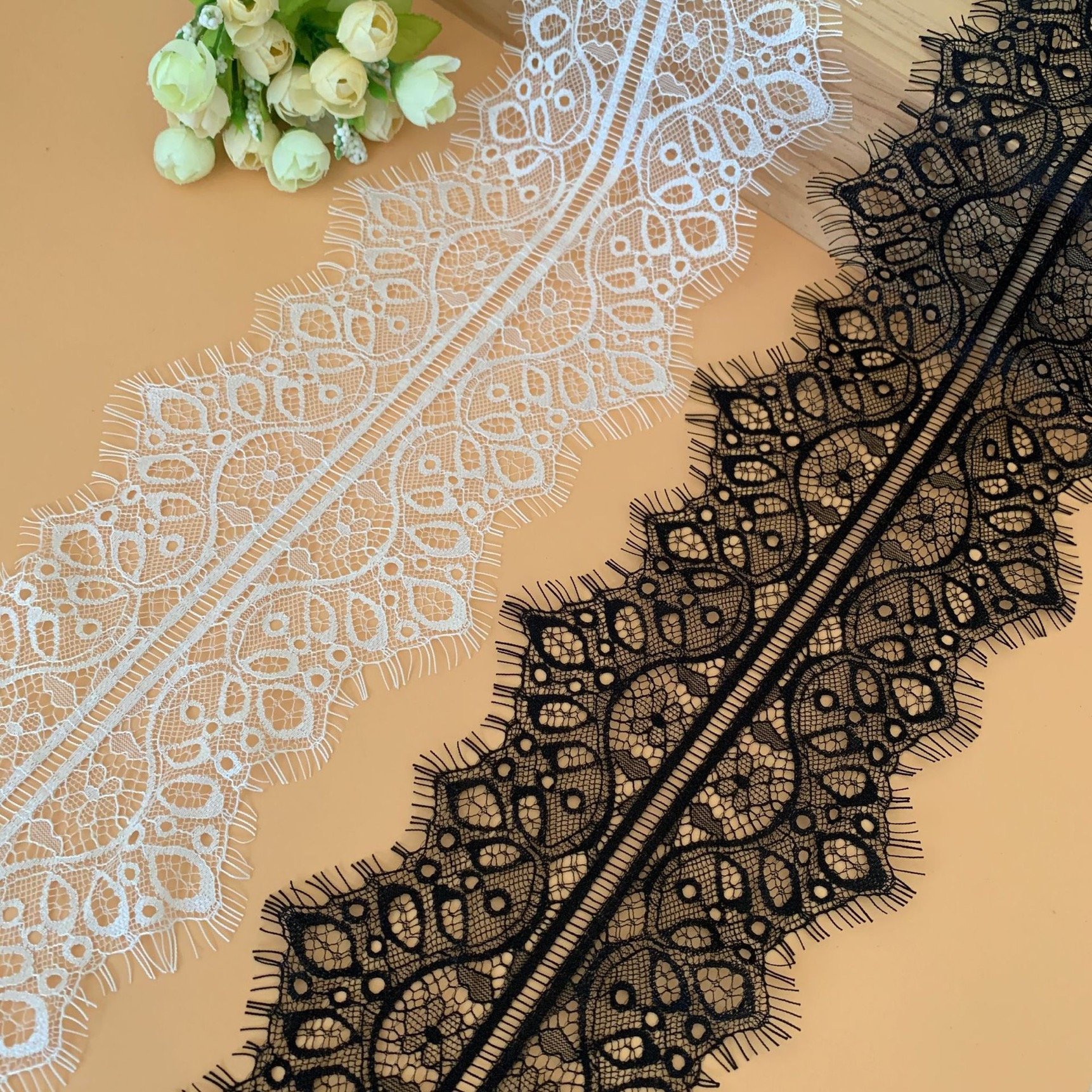 Sales 14CM Eyelash lace nylon mesh trims White black DIY handmade Girl skirt lingerie wedding dress