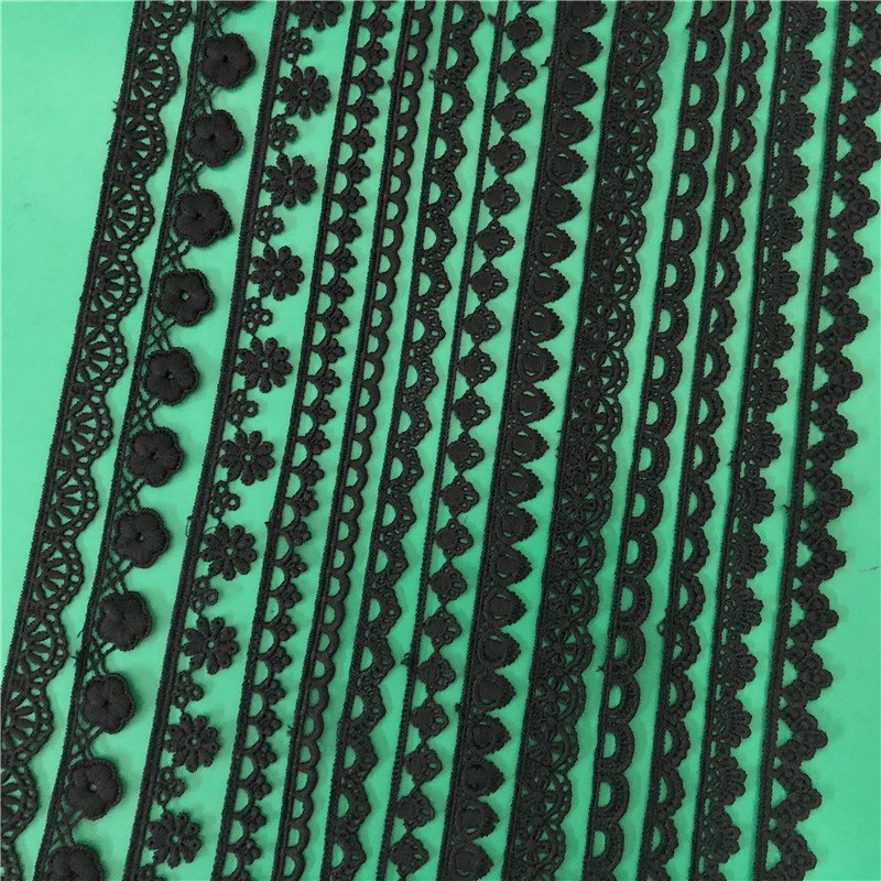 Small width Border lace trimming Guipure Emrobroidery water soluble MILKY yarn Lace trim Polyester Decorative lace trim