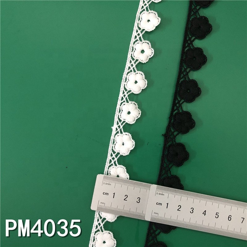 Small width Border lace trimming Guipure Emrobroidery water soluble MILKY yarn Lace trim Polyester Decorative lace trim