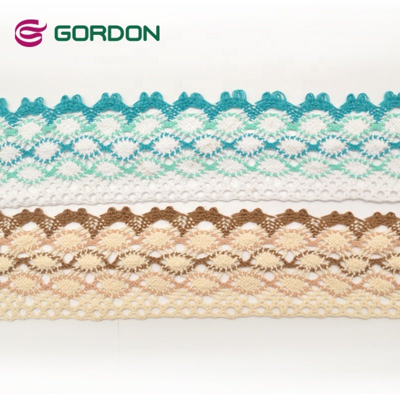 Gordon Ribbons Wholesale High Quality 100% Cotton Colorful Cotton Lace Crocheted Lace Trimmings For Garment & Home Textile