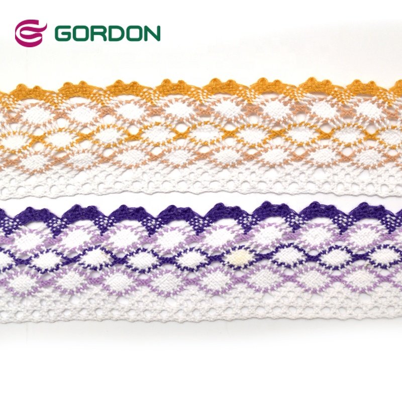 Gordon Ribbons Wholesale High Quality 100% Cotton Colorful Cotton Lace Crocheted Lace Trimmings For Garment & Home Textile
