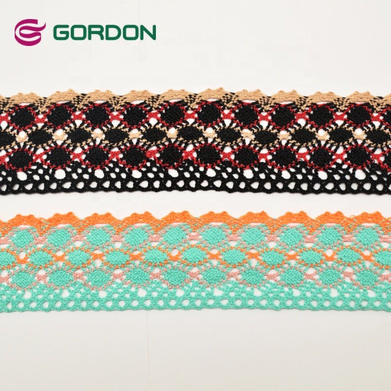 Gordon Ribbons Wholesale High Quality 100% Cotton Colorful Cotton Lace Crocheted Lace Trimmings For Garment & Home Textile