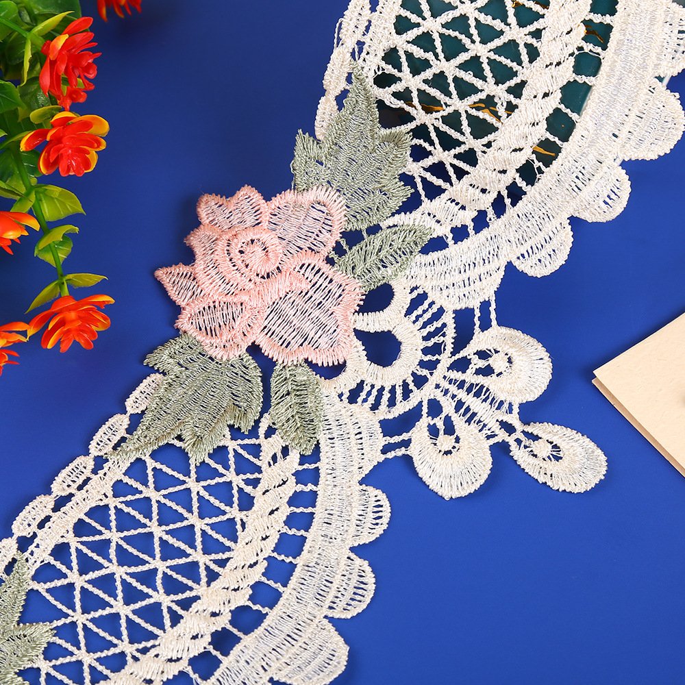 embroidery necklace Lace Trimming colorful Polyester flowers Lace ribbon for Butterfly Knot curtain dress