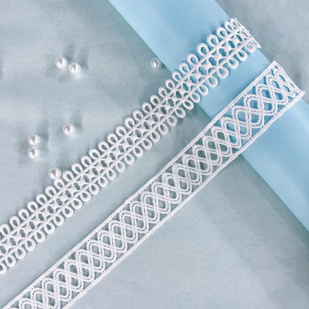 Wholesale Embroidery Quality assurance 100% polyester Water Soluble Milk Silk lace Trim