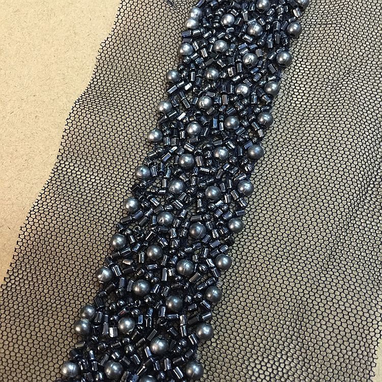 Colorful Lace Pearls Beaded Fringe Trims for Dress Accessories Organza Fabric OEM 100% Polyester Knitted Sustainable Lace Collar
