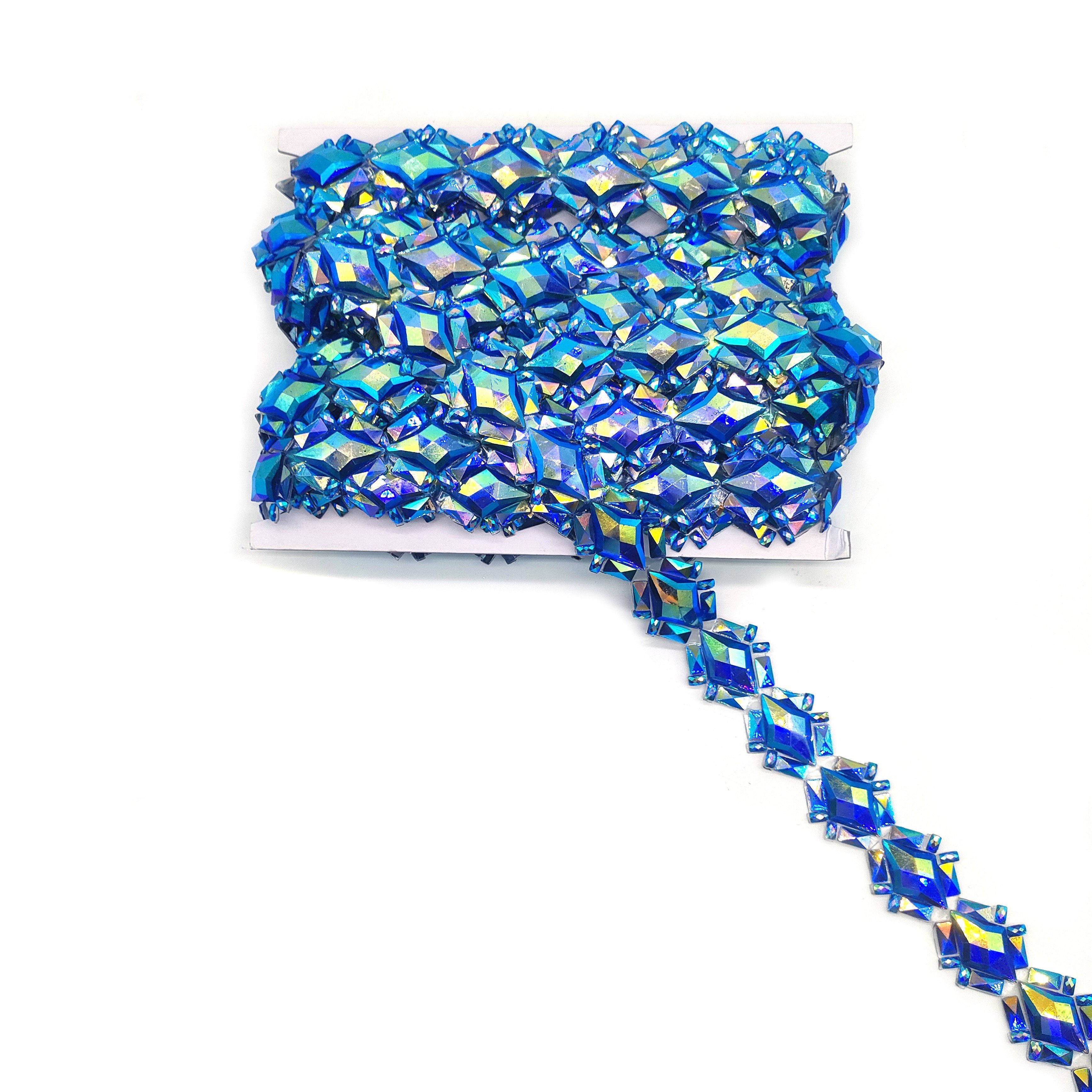 Iron on Rhinestone Applique Trims Hot fix Iridescent Rhinestone Trimming For Carnival costumes Decoration