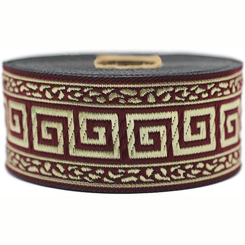 1.3 inch Custom Vintage Geometric Greek Key Tape Fabric Trims Woven Jacquard Ribbon Embroidered for Decoration