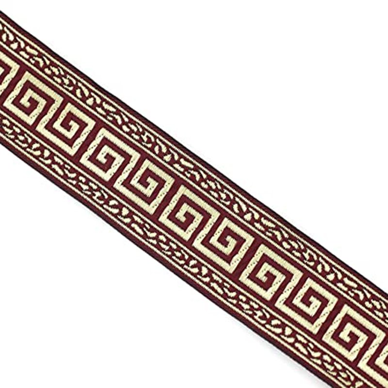 1.3 inch Custom Vintage Geometric Greek Key Tape Fabric Trims Woven Jacquard Ribbon Embroidered for Decoration