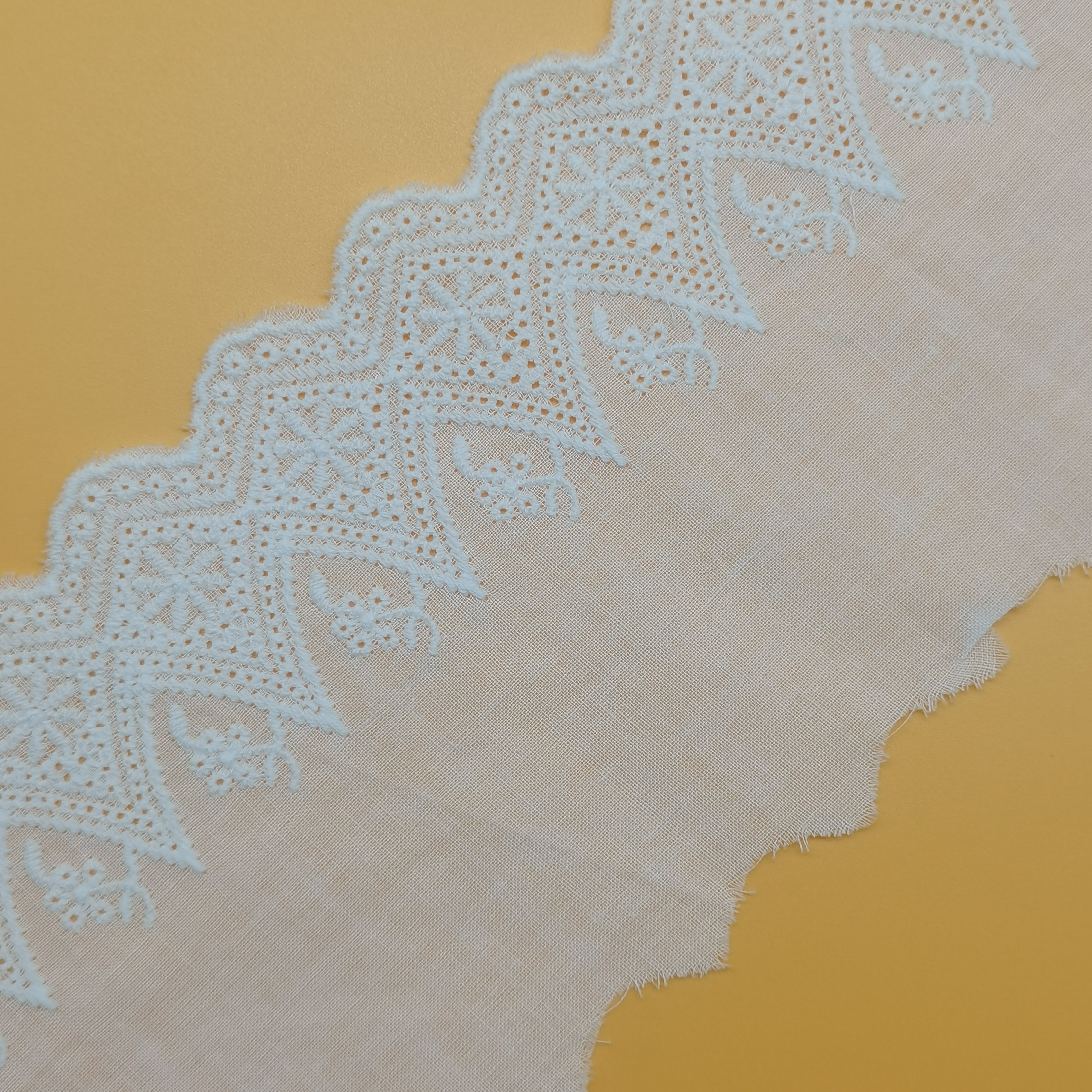 Manufacturer Wholesale White Floral Eyelet Embroidery 100% Cotton milk silk Bridal Lace Trimmings