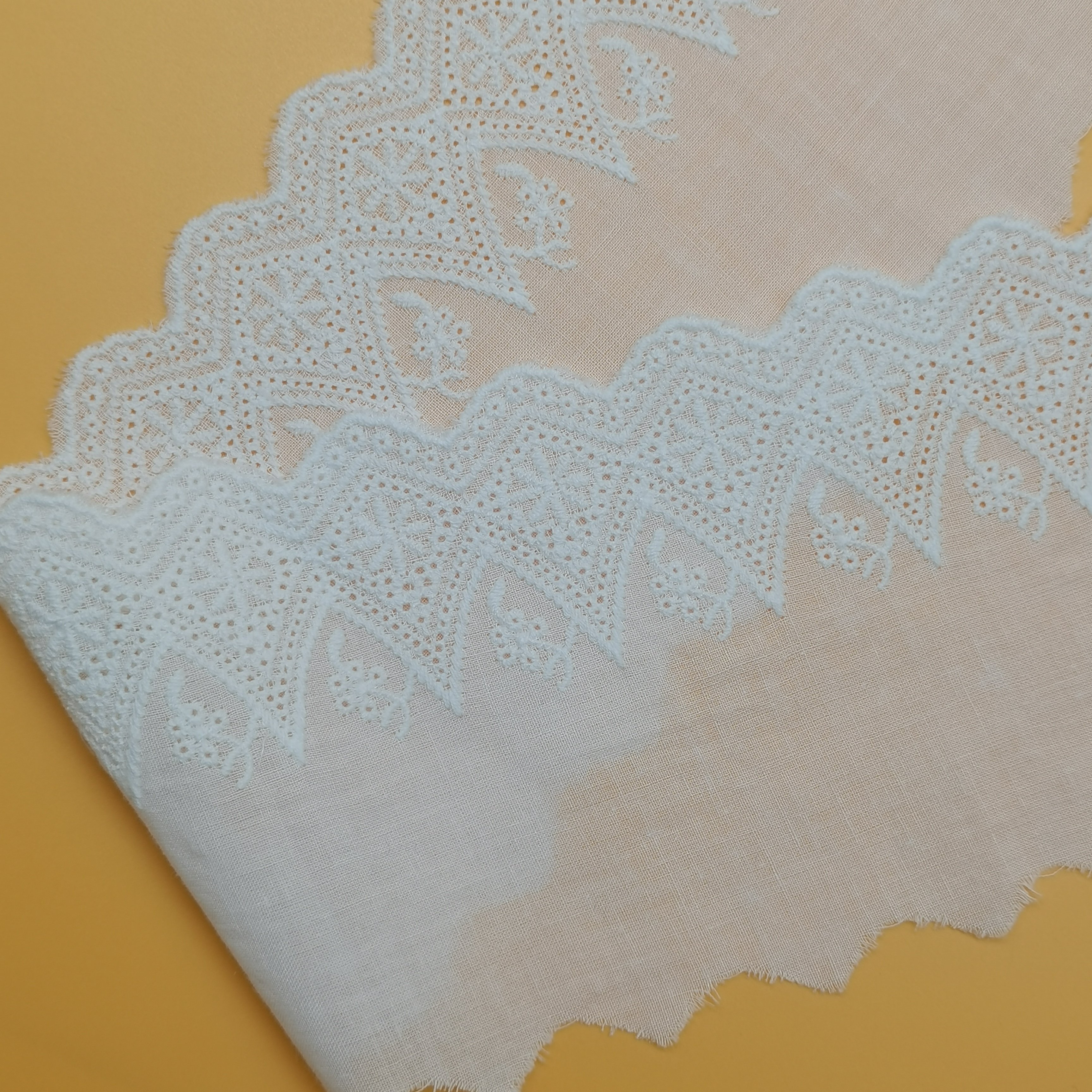 Manufacturer Wholesale White Floral Eyelet Embroidery 100% Cotton milk silk Bridal Lace Trimmings
