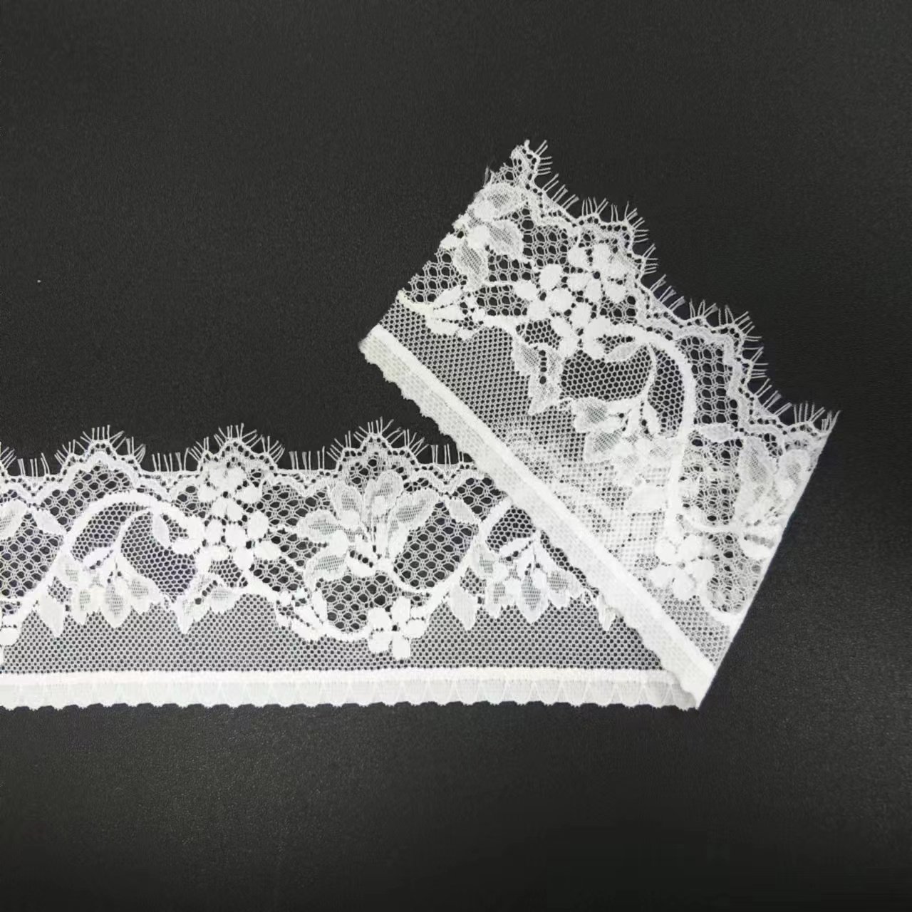 High Stretch White Elastic Spandex Fabric Soft Lace Material for Weddings Trim Voile Nylon Underwear Roll Knitted