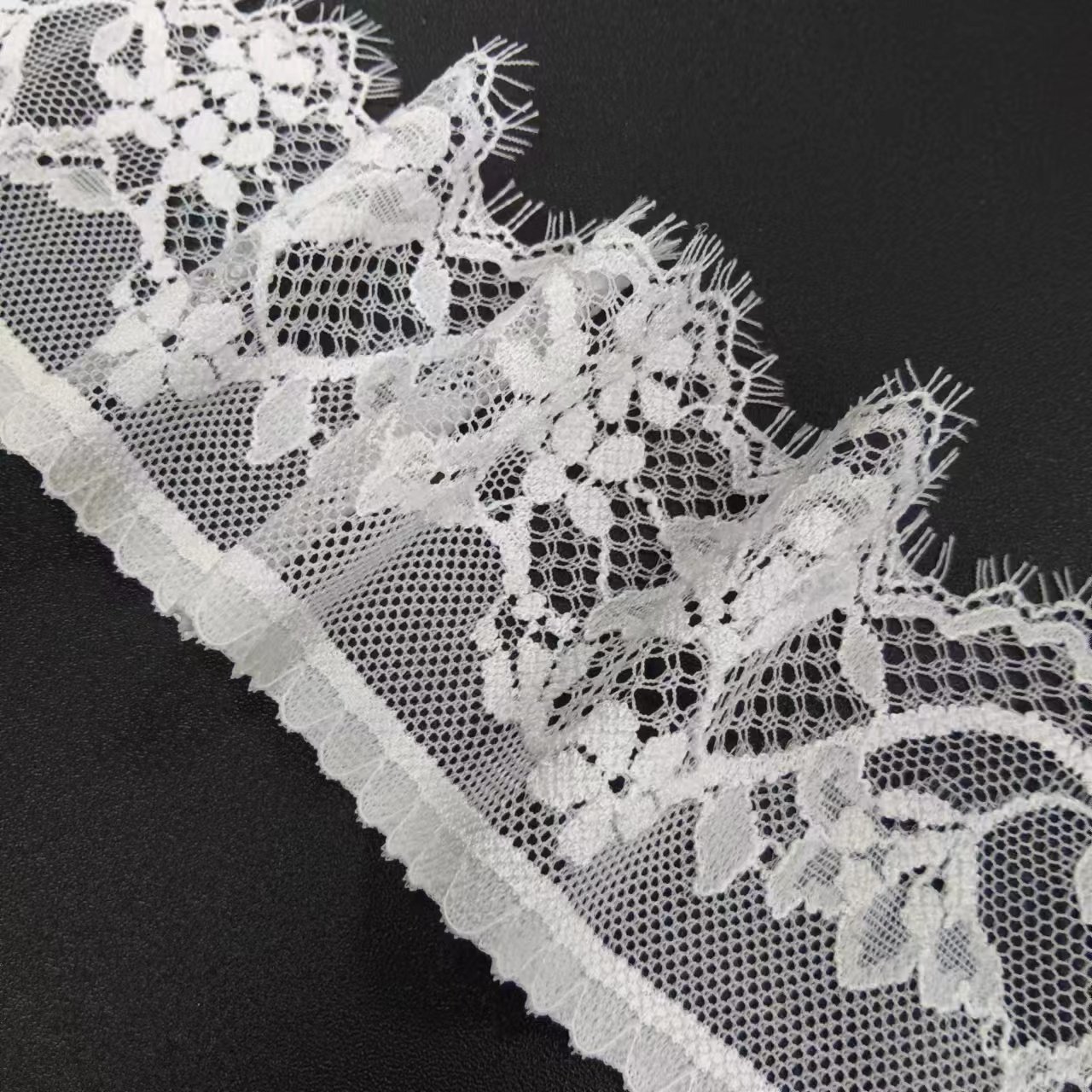 High Stretch White Elastic Spandex Fabric Soft Lace Material for Weddings Trim Voile Nylon Underwear Roll Knitted