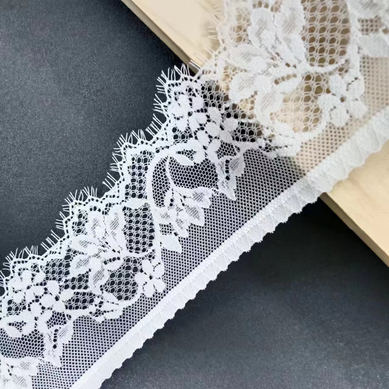 High Stretch White Elastic Spandex Fabric Soft Lace Material for Weddings Trim Voile Nylon Underwear Roll Knitted