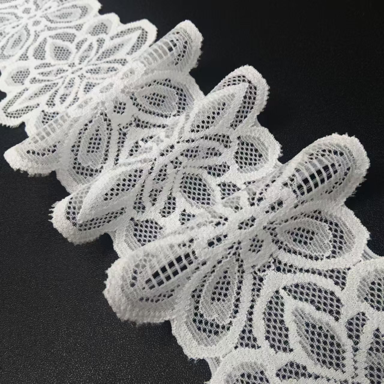 7 cm Delicate Soft Nylon Spandex Elastic Lace Trim Voile White Flower Stretch Lace Trimming Bra Lingerie Clothing Accessories