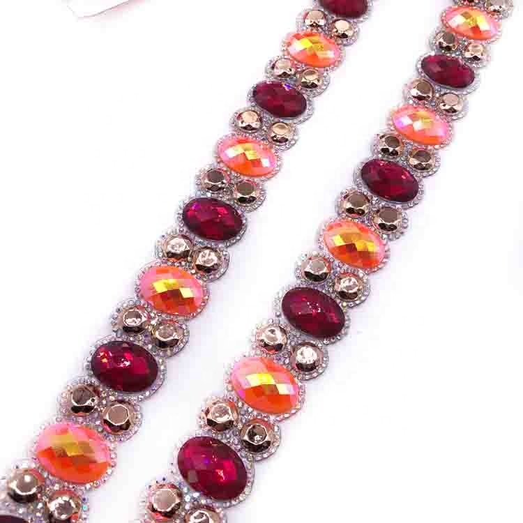 Customized iron on applique rhinestone trimming for samba carnival clothing craft
