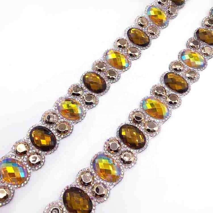 Customized iron on applique rhinestone trimming for samba carnival clothing craft