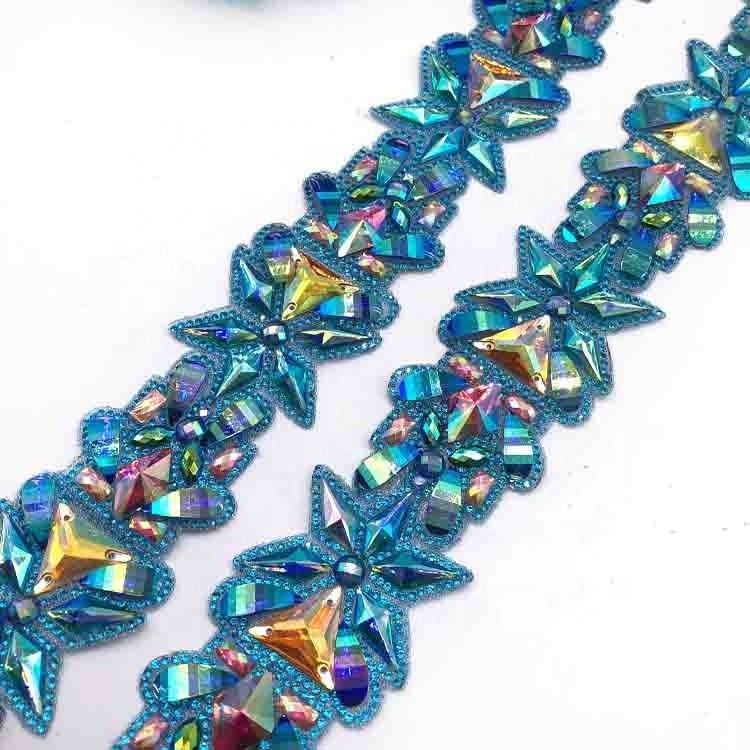 Customized iron on applique rhinestone trimming for samba carnival clothing craft