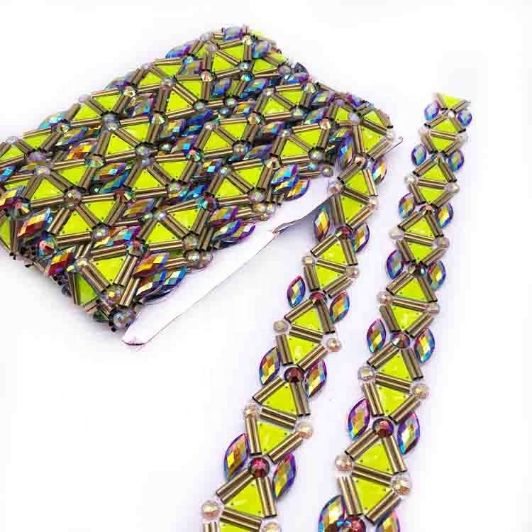 Customized iron on applique rhinestone trimming for samba carnival clothing craft