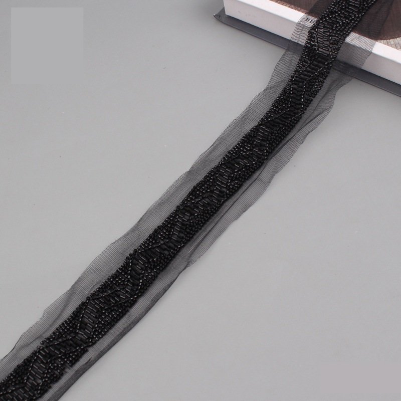 Diy Bag Hat Accessories Garment Lace Webbing Mesh Woven Handmade Glass Beaded Heavy Embroidery Lace Ribbon Textile Sewing Trims