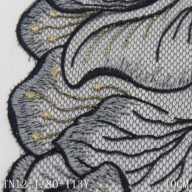 White Black Dress Tulle Fabric Polyester Material 10cm Embroidery Lace Trim for Lingerie