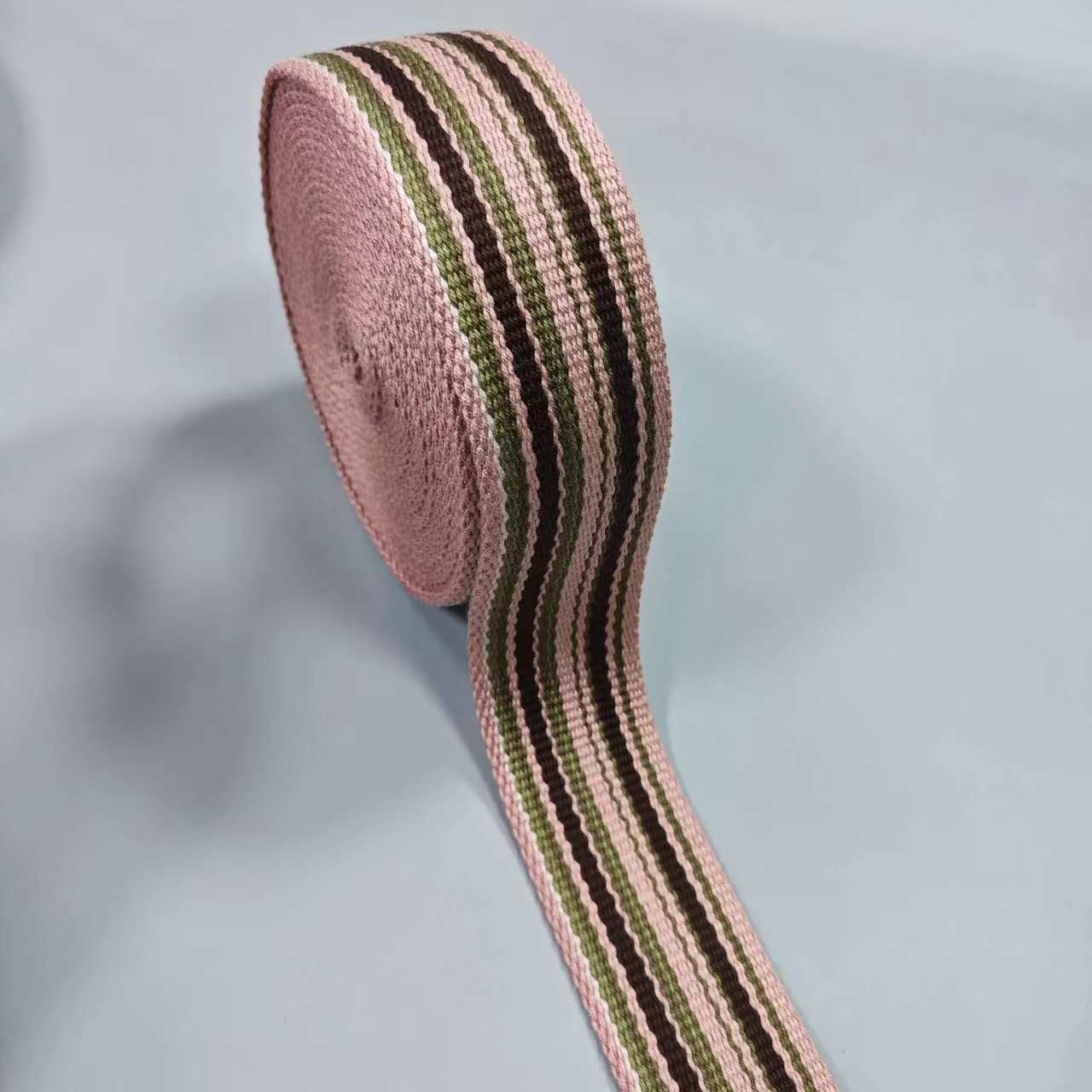 Custom 25mm Beige Double Face Satin Ribbon 100% Cotton Woven Trim for Gift Wrap Solid Style with Stone Logo