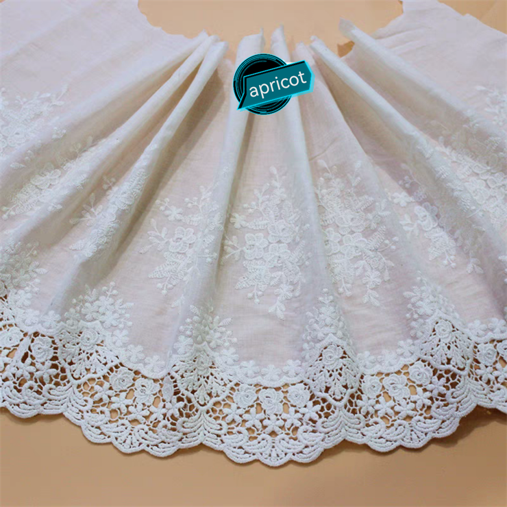 Wide eyed cotton edge embroidery with white and black 100% cotton edge fabric lace for women's dresses