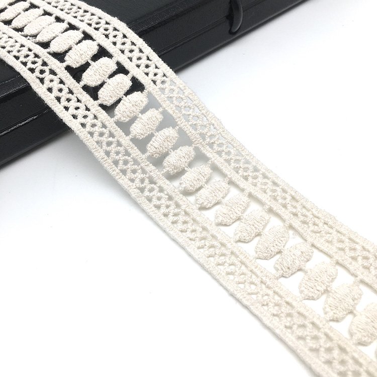 Factory wholesale high quality fashion 100% cotton lace trim for clothing and home textile decorative trim