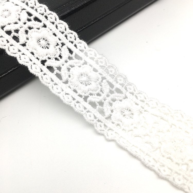 Factory wholesale high quality fashion 100% cotton lace trim for clothing and home textile decorative trim