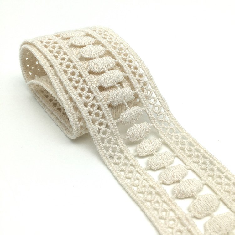 Factory wholesale high quality fashion 100% cotton lace trim for clothing and home textile decorative trim