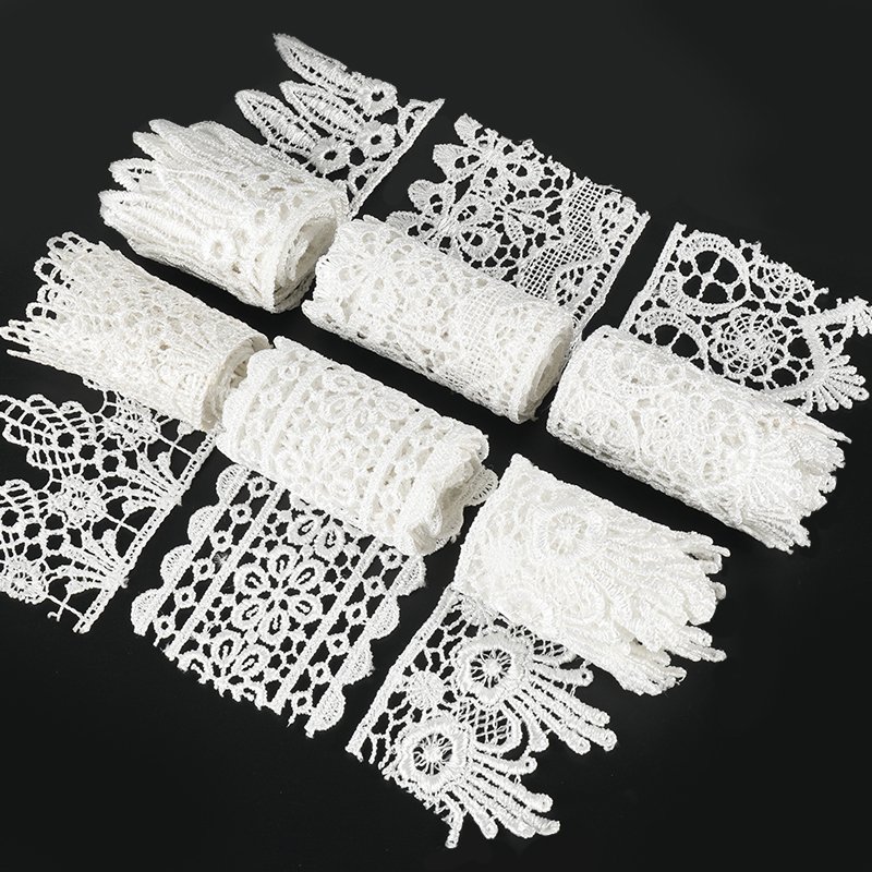 Wholesale popular french lace white lace trim flower Guipure Embroidery lace for wedding dresses