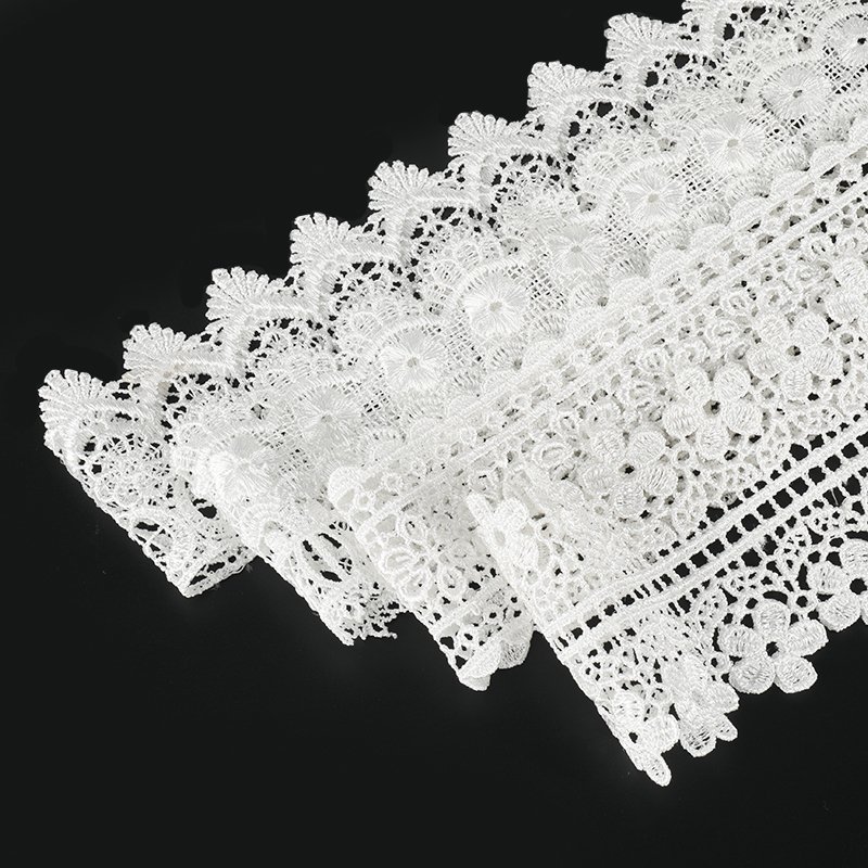 Wholesale popular french lace white lace trim flower Guipure Embroidery lace for wedding dresses