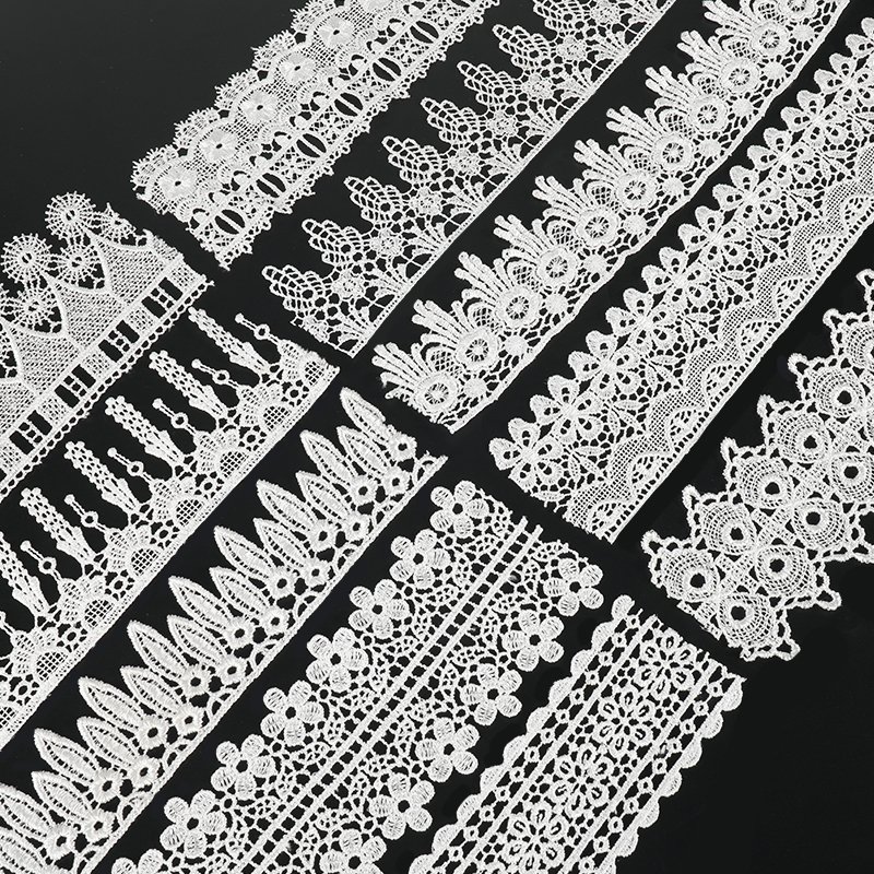 Wholesale popular french lace white lace trim flower Guipure Embroidery lace for wedding dresses