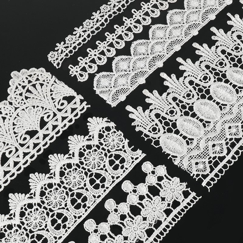 Wholesale popular french lace white lace trim flower Guipure Embroidery lace for wedding dresses