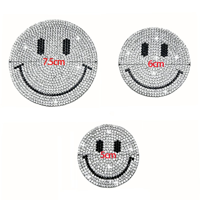 Glitter Smile Face Iron on Patches iron on Smile Face Patches for garment applique rhinestone trim patches