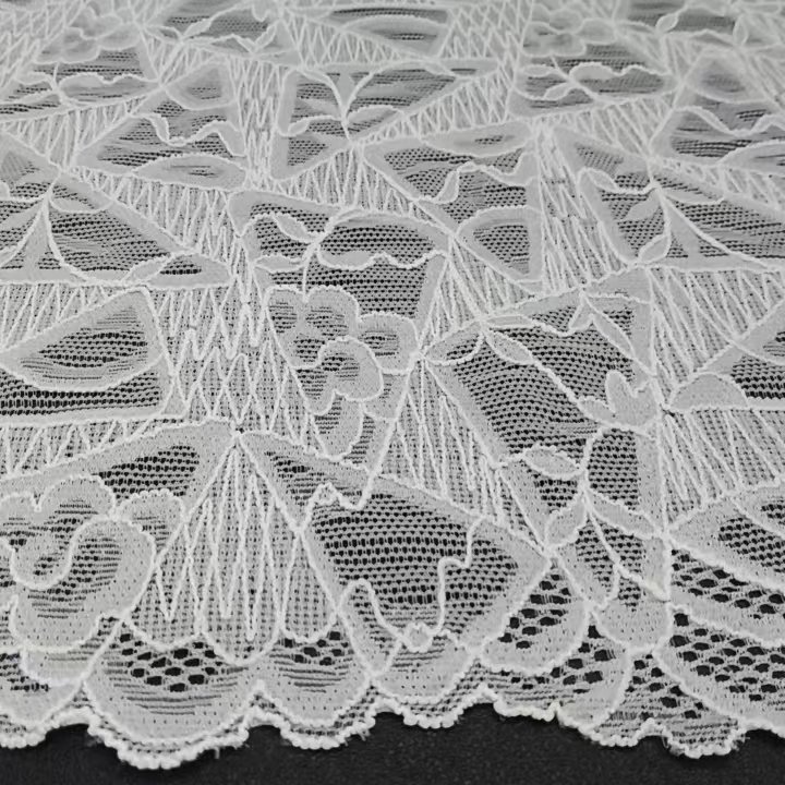 Elegant Voile 22cm Elastic Nylon Spandex Tulle Border Lace Trim Fabric for Bra & Underwear Lingerie Accessories