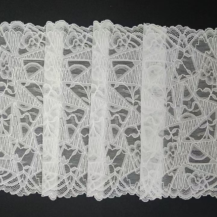 Elegant Voile 22cm Elastic Nylon Spandex Tulle Border Lace Trim Fabric for Bra & Underwear Lingerie Accessories