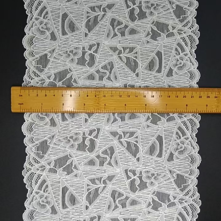 Elegant Voile 22cm Elastic Nylon Spandex Tulle Border Lace Trim Fabric for Bra & Underwear Lingerie Accessories