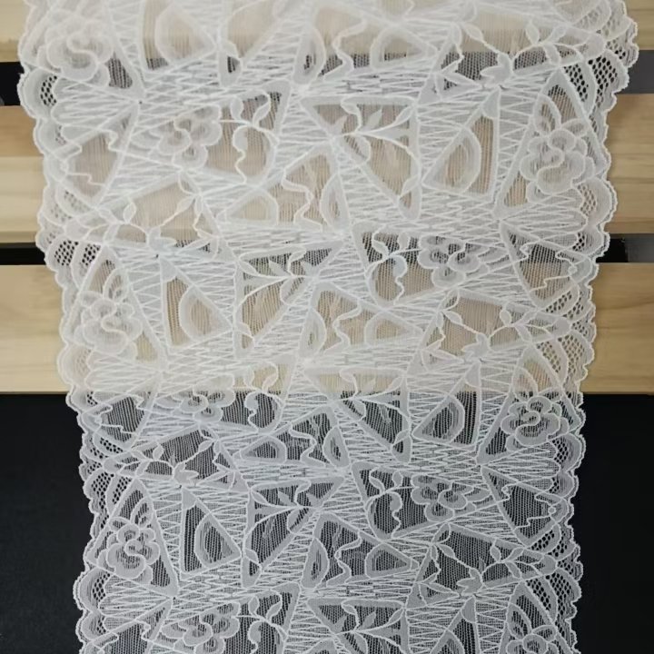 Elegant Voile 22cm Elastic Nylon Spandex Tulle Border Lace Trim Fabric for Bra & Underwear Lingerie Accessories