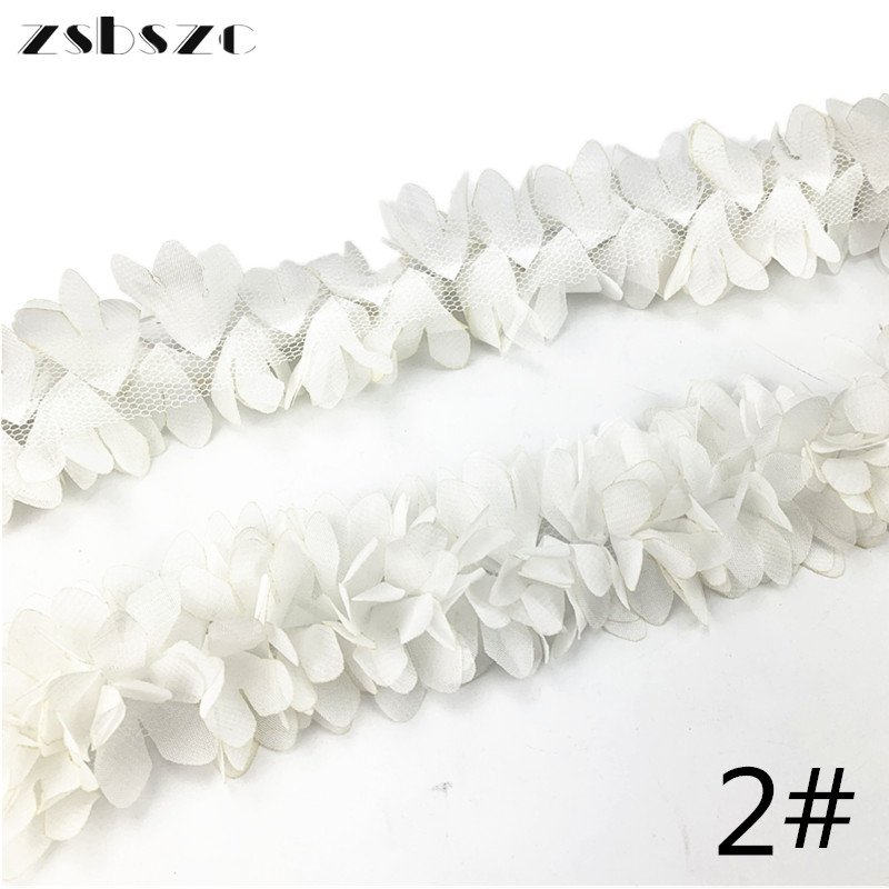 A Handmade Colorful 3D Chiffon Flower DIY Lace Trim Lace Ribbon for Dress Applique Sewing Decorative XF10