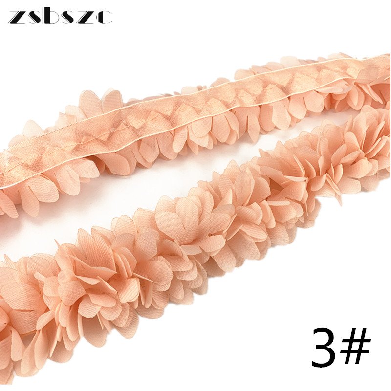 A Handmade Colorful 3D Chiffon Flower DIY Lace Trim Lace Ribbon for Dress Applique Sewing Decorative XF10