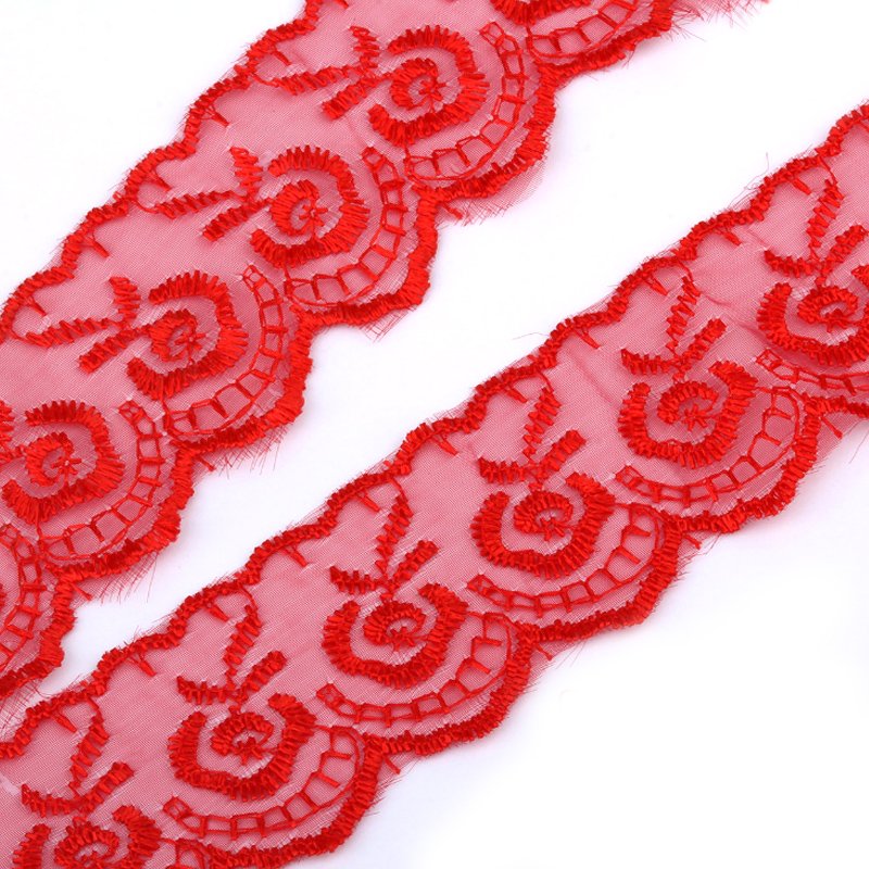 4.5cm white and colored embroidery border lace trim trimming fabrics for casual dresses and girl wedding dress