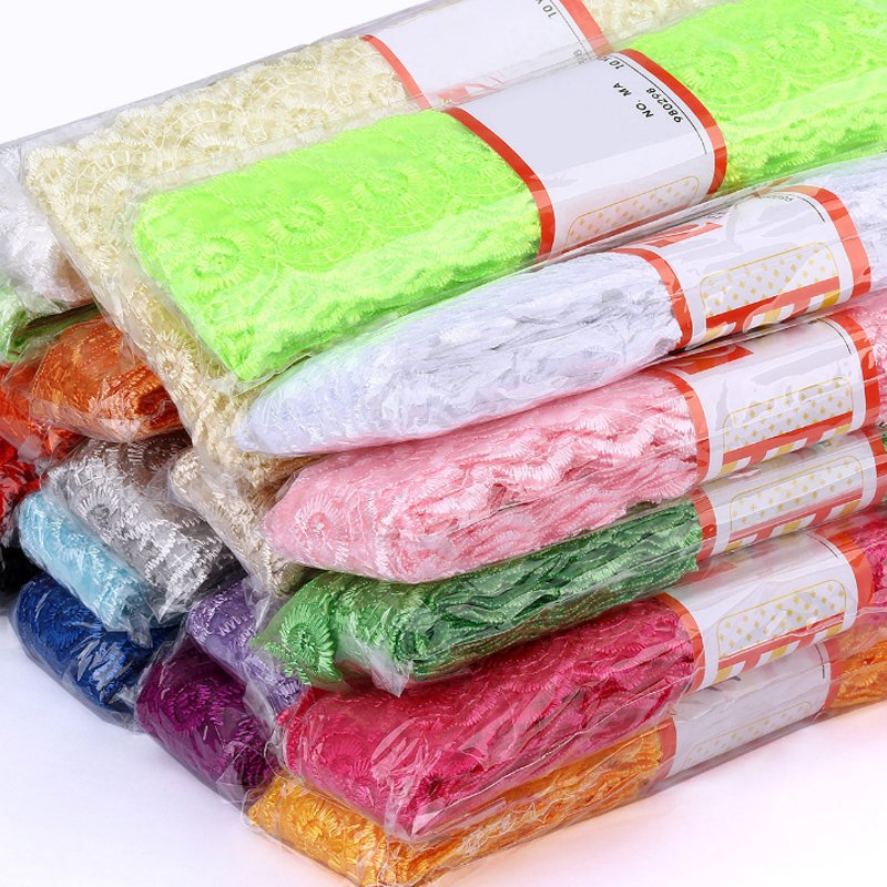 4.5cm white and colored embroidery border lace trim trimming fabrics for casual dresses and girl wedding dress