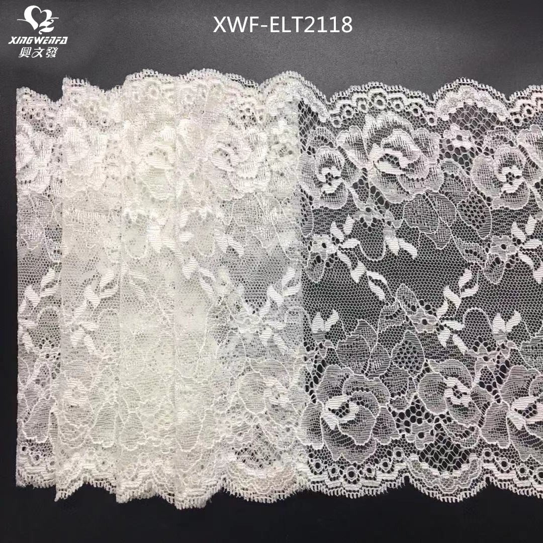 18cm white lace trim lingerie lace fabric wedding dress Pretty Floral Elastic Stretch Lace Trim