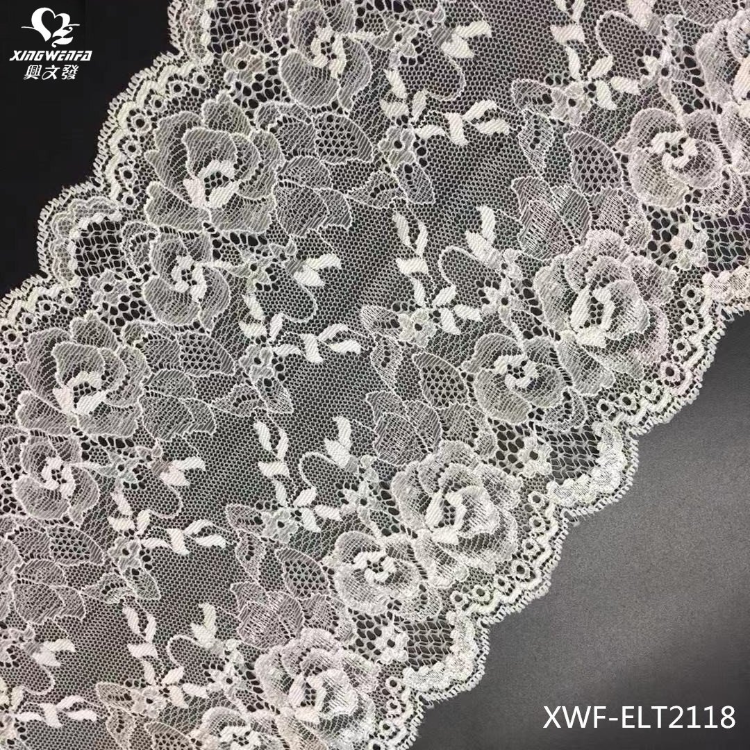 18cm white lace trim lingerie lace fabric wedding dress Pretty Floral Elastic Stretch Lace Trim