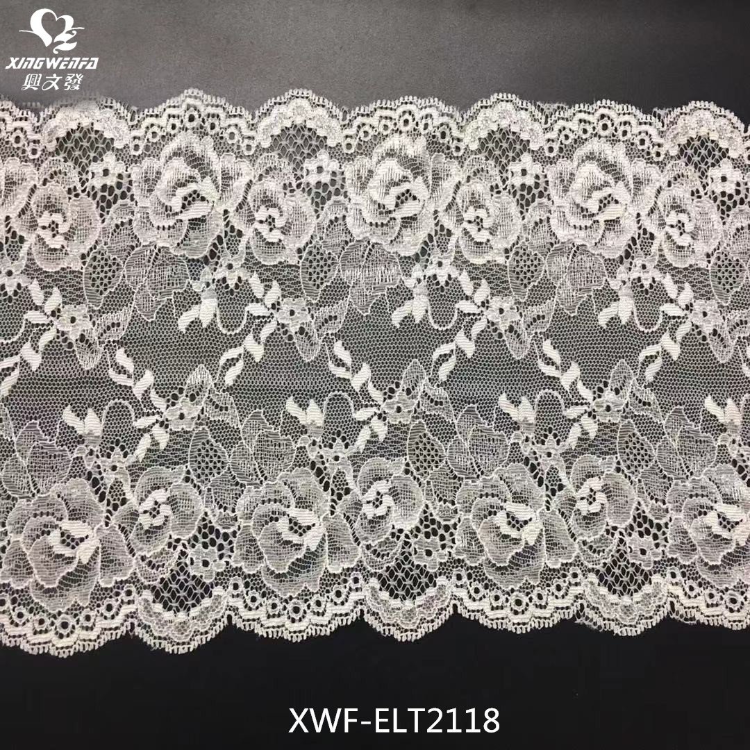 18cm white lace trim lingerie lace fabric wedding dress Pretty Floral Elastic Stretch Lace Trim