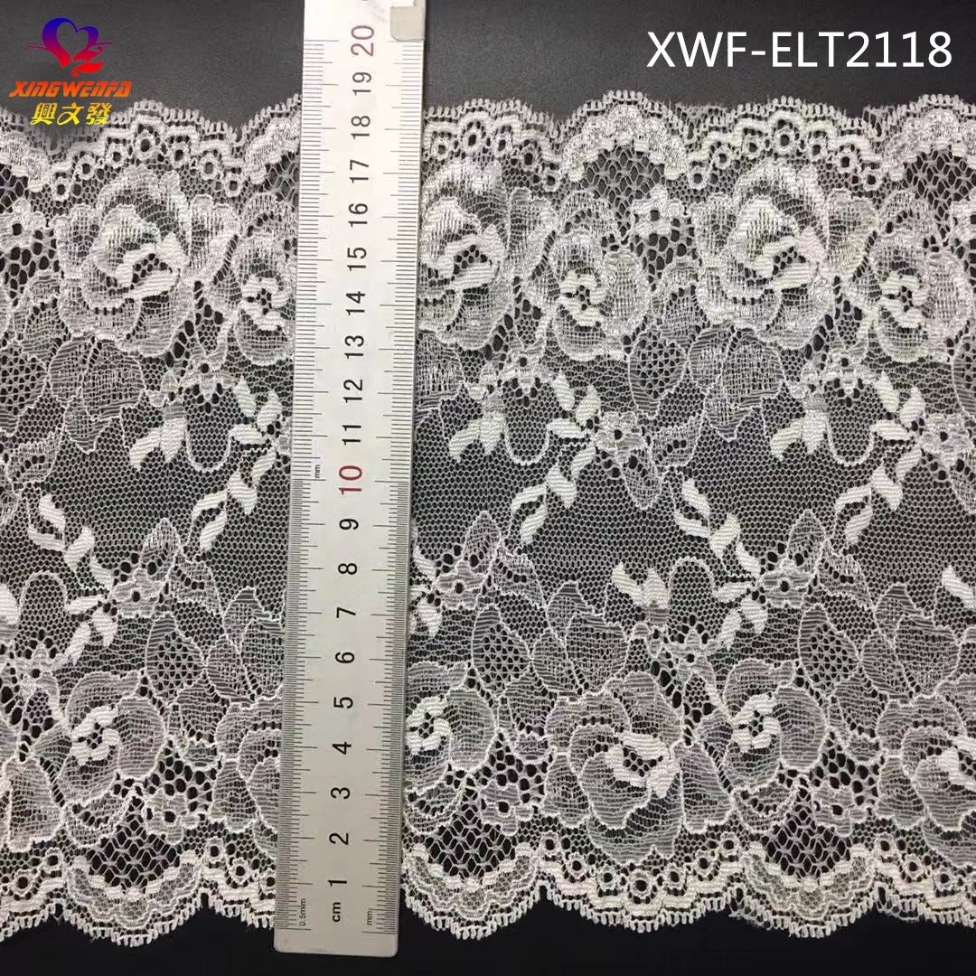 18cm white lace trim lingerie lace fabric wedding dress Pretty Floral Elastic Stretch Lace Trim