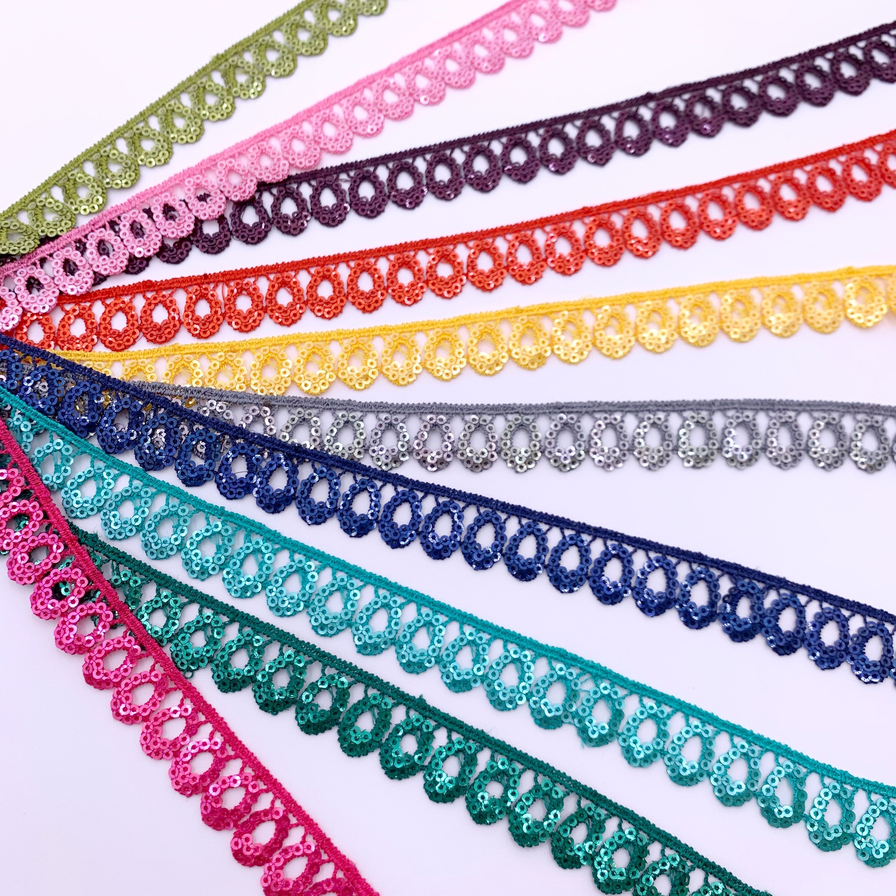 Free Samples Wholesale handmade white lace Multiple colors Embroidery sequin lace trim