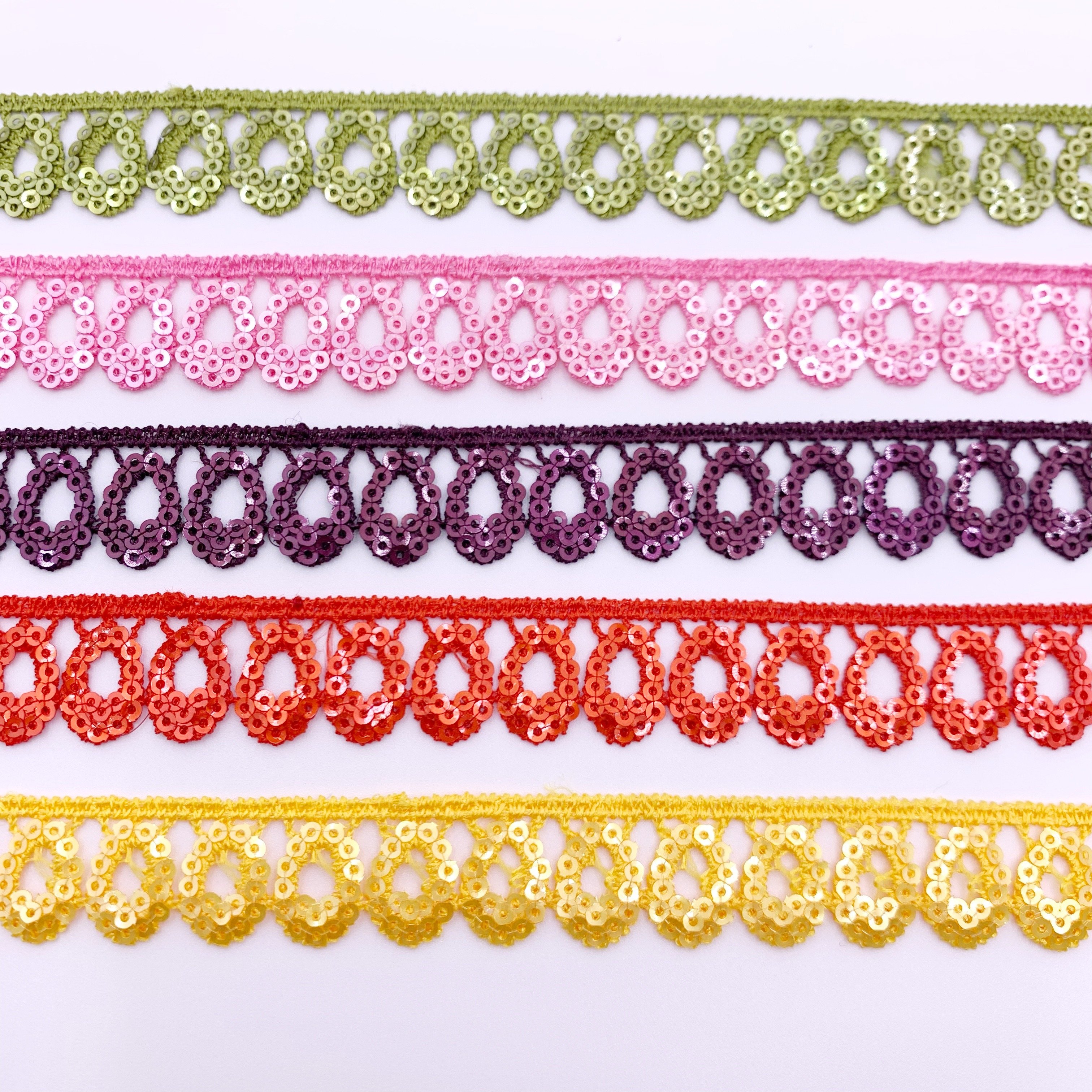 Free Samples Wholesale handmade white lace Multiple colors Embroidery sequin lace trim