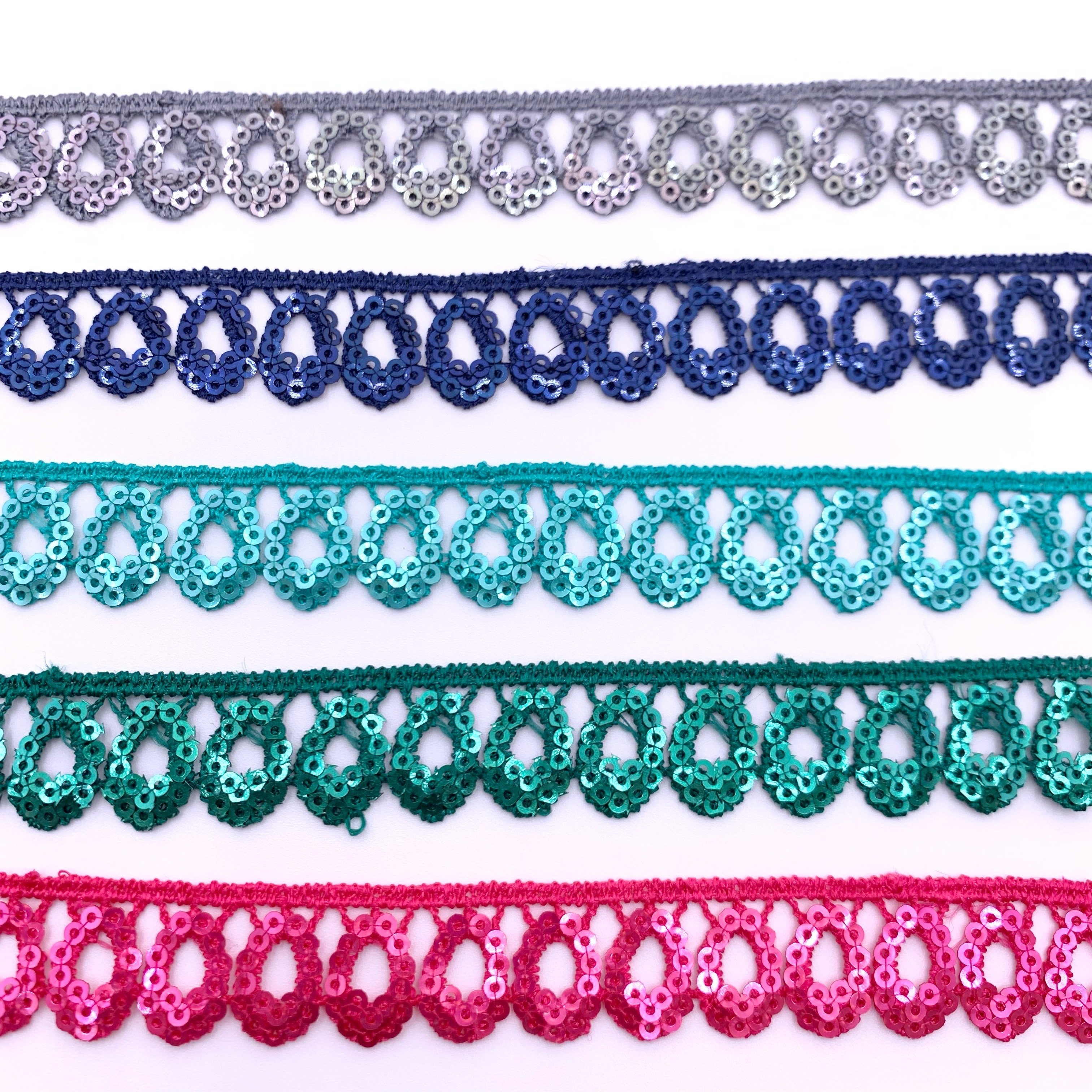 Free Samples Wholesale handmade white lace Multiple colors Embroidery sequin lace trim